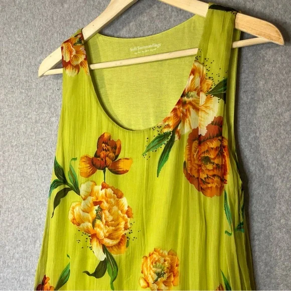 Soft Surroundings Dress Womens Medium Floral Sheath Sleeveless Crinkle Maxi Long - Picture 6 of 11